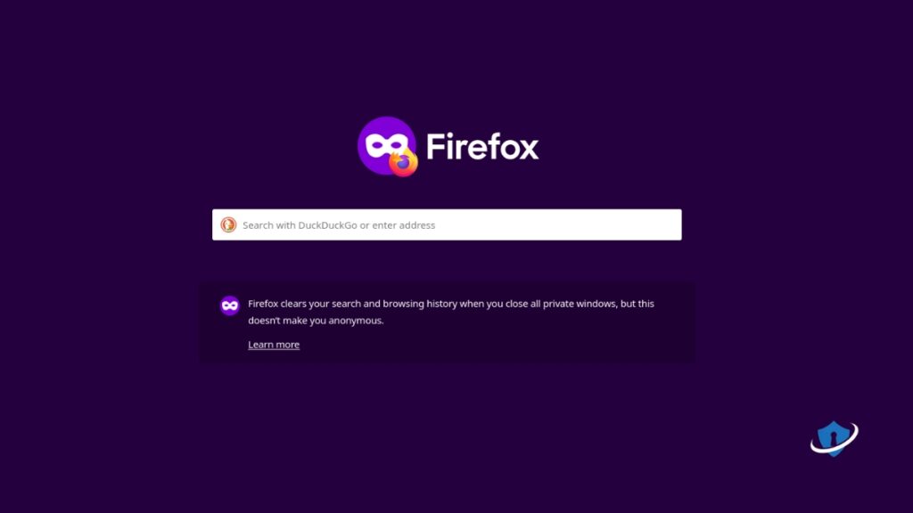 Firefox private browsing window screenshot.