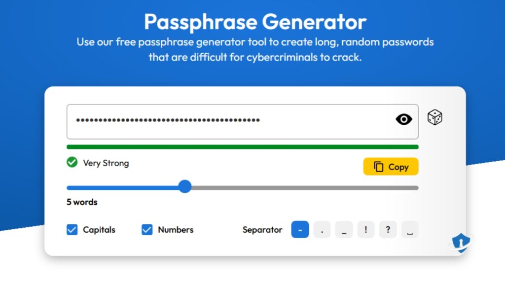 Passphrase generator screenshot.