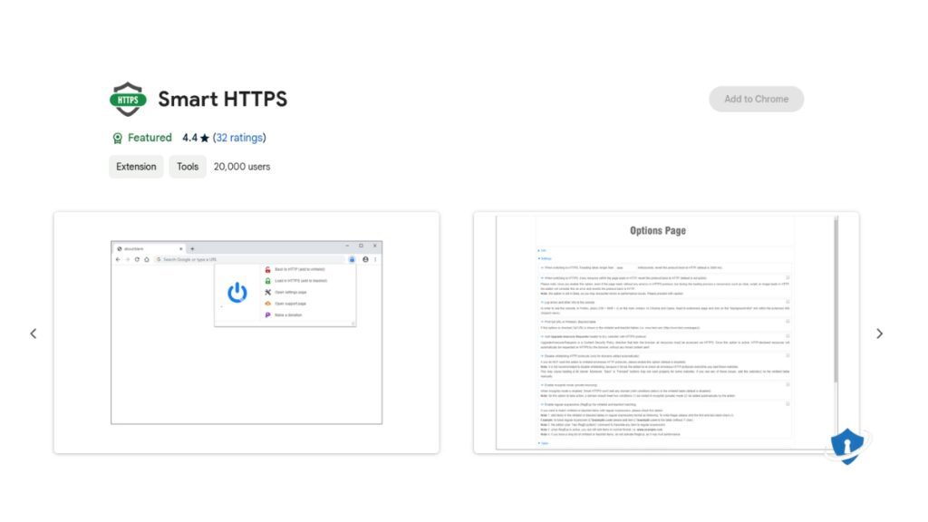Smart https add-on screenshot.